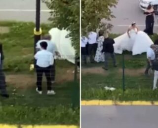 Gelin ve damadın en mutlu günleri zehir oldu! Aile arasında tekme tokat kavga çıktı