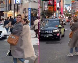 Gülben Ergen ezilmekten son anda kurtuldu! Tokyo’da aracın önüne fırladı
