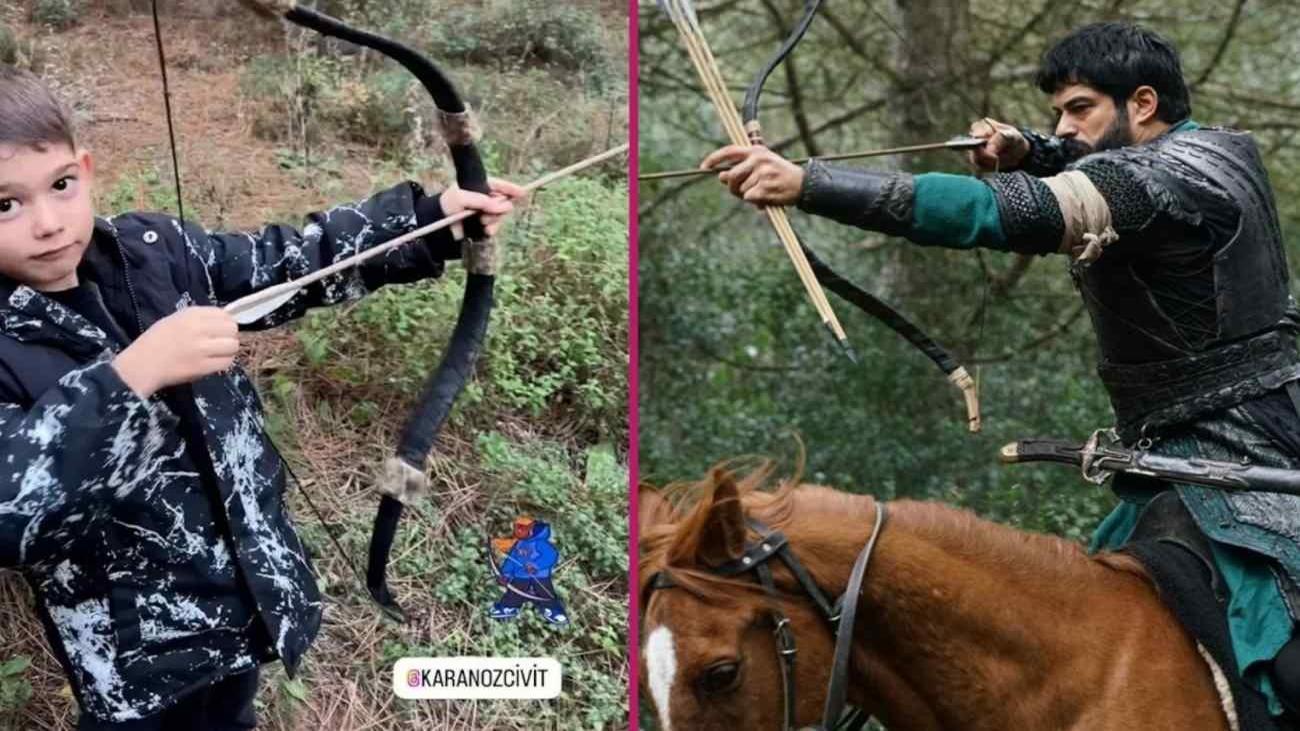 Kuruluş Osman Burak Özçivit’ten oğlu Karan’a ok dersi! Beğeni rekor kırdı