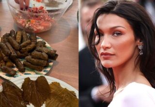 10 parmağında 10 marifet! Bella Hadid yaprak sarması yaptığı anları paylaştı