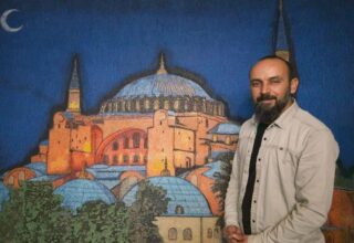 Filografi sanatçısından 120 bin çivi ile Ayasofya-i Kebir Cami-i tablosu